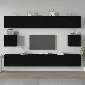 6-teiliges TV-Möbelset aus schwarzem Sperrholz von vidaXL, TV-Möbel - Ref: Foro24-3114367, Preis: 227,77 €, Rabatt: %
