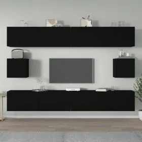 Set de muebles para TV 6 piezas madera contrachapada negro de vidaXL, Muebles TV - Ref: Foro24-3114367, Precio: 227,77 €, Des...