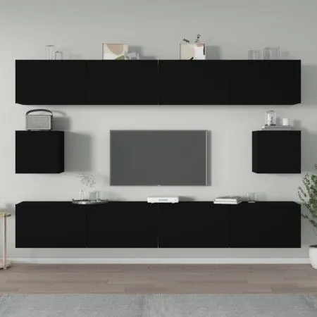 6-piece black plywood TV furniture set by vidaXL, TV Furniture - Ref: Foro24-3114367, Price: 227,41 €, Discount: %