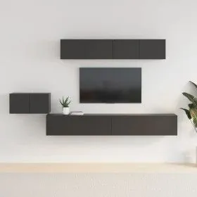 5-piece black plywood TV furniture set by vidaXL, TV Furniture - Ref: Foro24-3114431, Price: 212,15 €, Discount: %