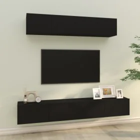 4-teiliges TV-Möbelset aus schwarzem Sperrholz von vidaXL, TV-Möbel - Ref: Foro24-3114535, Preis: 181,03 €, Rabatt: %