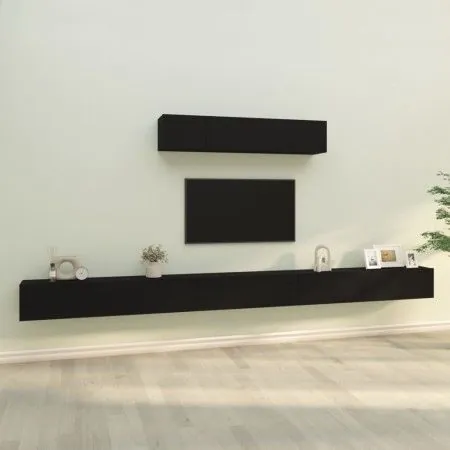 6-teiliges TV-Möbelset aus schwarzem Sperrholz von vidaXL, TV-Möbel - Ref: Foro24-3114607, Preis: 271,89 €, Rabatt: %