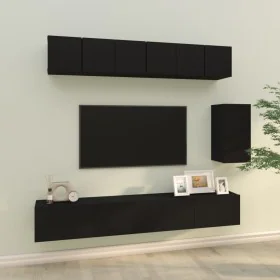 6-teiliges TV-Möbelset aus schwarzem Sperrholz von vidaXL, TV-Möbel - Ref: Foro24-3114615, Preis: 214,70 €, Rabatt: %