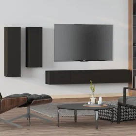 4-teiliges TV-Möbelset aus schwarzem Sperrholz von vidaXL, TV-Möbel - Ref: Foro24-3114631, Preis: 197,48 €, Rabatt: %