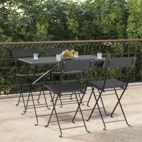 Folding cafeteria chairs 4 pcs steel and black synthetic rattan by vidaXL, Garden chairs - Ref: Foro24-3152112, Price: 150,94...
