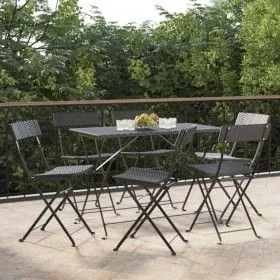 Folding cafeteria chairs 6 units steel and black synthetic rattan by vidaXL, Garden chairs - Ref: Foro24-3152113, Price: 223,...