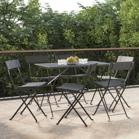 Sillas cafetería plegables 6 uds acero y ratán sintético negro de vidaXL, Sillas de jardín - Ref: Foro24-3152113, Precio: 223...