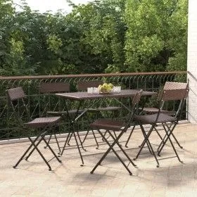 Faltbare Cafeteria-Stühle 6 Stk. Stahl und synthetisches Rattan braun von vidaXL, Gartenstühle - Ref: Foro24-3152116, Preis: ...