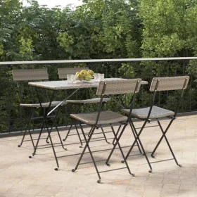 Folding cafeteria chairs 4 units steel and gray synthetic rattan by vidaXL, Garden chairs - Ref: Foro24-3152118, Price: 143,6...