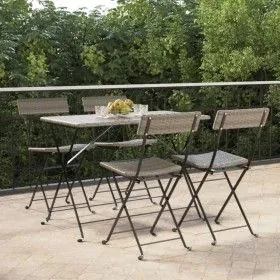 Sillas cafetería plegables 4 uds acero y ratán sintético gris de vidaXL, Sillas de jardín - Ref: Foro24-3152118, Precio: 143,...