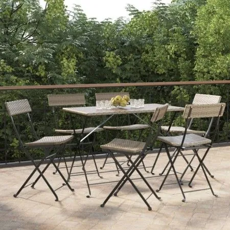 Sillas cafetería plegables 6 uds acero y ratán sintético gris de vidaXL, Sillas de jardín - Ref: Foro24-3152119, Precio: 213,...