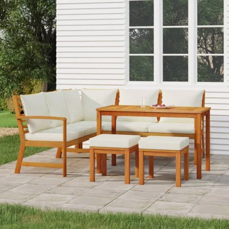 6-teiliges Garten-Essset mit Kissen aus massivem Akazienholz von vidaXL, Gartensets - Ref: Foro24-3154964, Preis: 597,05 €, R...