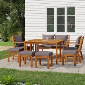 Garden dining set with cushions 9 pieces solid acacia wood by vidaXL, Garden sets - Ref: Foro24-3154981, Price: 729,96 €, Dis...