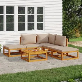 Garden furniture set 6 pieces solid wood and taupe gray cushions by vidaXL, Garden sets - Ref: Foro24-3155245, Price: 598,32 ...