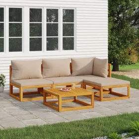 Gartenmöbel-Set 5-teilig aus Massivholz und taupegrauen Kissen von vidaXL, Gartensets - Ref: Foro24-3155247, Preis: 500,42 €,...