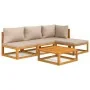Garden furniture set 5 pieces solid wood and taupe gray cushions by vidaXL, Garden sets - Ref: Foro24-3155247, Price: 498,44 ...
