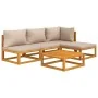 Garden furniture set 5 pieces solid wood and taupe gray cushions by vidaXL, Garden sets - Ref: Foro24-3155247, Price: 498,44 ...