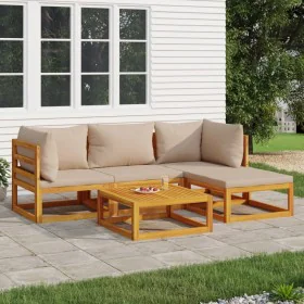 Gartenmöbel-Set 5-teilig aus Massivholz und taupegrauen Kissen von vidaXL, Gartensets - Ref: Foro24-3155248, Preis: 486,89 €,...