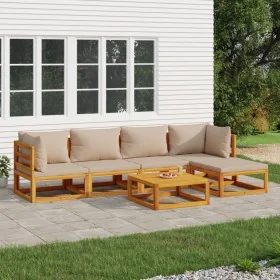 Set muebles de jardín 6 pzas madera maciza y cojines gris taupé by vidaXL, Garden sets - Ref: Foro24-3155250, Price: 598,55 €...