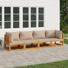Garden furniture set 4 pieces solid wood and taupe gray cushions by vidaXL, Garden sets - Ref: Foro24-3155253, Price: 492,94 ...