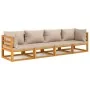 Gartenmöbel-Set 4-teilig aus Massivholz und taupegrauen Kissen von vidaXL, Gartensets - Ref: Foro24-3155253, Preis: 488,86 €,...