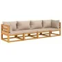 Gartenmöbel-Set 4-teilig aus Massivholz und taupegrauen Kissen von vidaXL, Gartensets - Ref: Foro24-3155253, Preis: 488,86 €,...