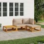Set muebles de jardín 4 pzas madera maciza y cojines gris taupé de vidaXL, Conjuntos de jardín - Ref: Foro24-3155246, Precio:...