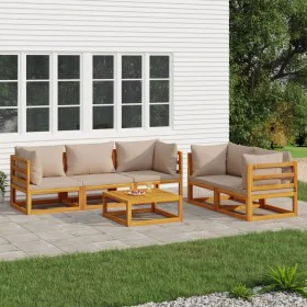 Garden furniture set 6 pieces solid wood and taupe gray cushions by vidaXL, Garden sets - Ref: Foro24-3155255, Price: 718,90 ...