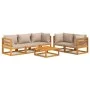 Set muebles de jardín 6 pzas madera maciza y cojines gris taupé de vidaXL, Conjuntos de jardín - Ref: Foro24-3155255, Precio:...