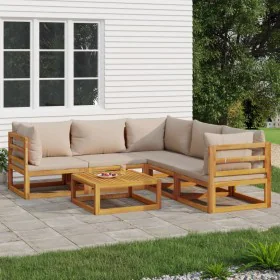 Garden furniture set 6 pieces solid wood and taupe gray cushions by vidaXL, Garden sets - Ref: Foro24-3155257, Price: 693,57 ...