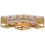 Set muebles de jardín 6 pzas madera maciza y cojines gris taupé de vidaXL, Conjuntos de jardín - Ref: Foro24-3155257, Precio:...