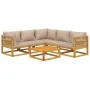 Gartenmöbel-Set 6-teilig aus Massivholz und taupegrauen Kissen von vidaXL, Gartensets - Ref: Foro24-3155257, Preis: 684,70 €,...