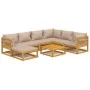 Set muebles de jardín 8 pzas madera maciza y cojines gris taupé de vidaXL, Conjuntos de jardín - Ref: Foro24-3155260, Precio:...