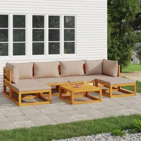 Gartenmöbel-Set 7-teilig aus Massivholz und taupegrauen Kissen von vidaXL, Gartensets - Ref: Foro24-3155266, Preis: 740,16 €,...