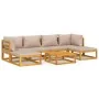 Garden furniture set 7 pieces solid wood and taupe gray cushions by vidaXL, Garden sets - Ref: Foro24-3155266, Price: 735,53 ...