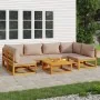 Gartenmöbel-Set 7-teilig aus Massivholz und taupegrauen Kissen von vidaXL, Gartensets - Ref: Foro24-3155267, Preis: 790,00 €,...