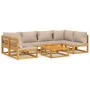 Gartenmöbel-Set 7-teilig aus Massivholz und taupegrauen Kissen von vidaXL, Gartensets - Ref: Foro24-3155267, Preis: 790,00 €,...