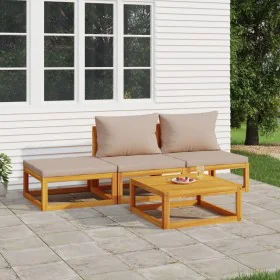 Gartenmöbel-Set 4-teilig aus Massivholz und taupegrauen Kissen von vidaXL, Gartensets - Ref: Foro24-3155272, Preis: 349,28 €,...