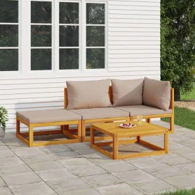 Garden furniture set 4 pieces solid wood and taupe gray cushions by vidaXL, Garden sets - Ref: Foro24-3155273, Price: 407,14 ...