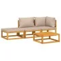 Set muebles de jardín 4 pzas madera maciza y cojines gris taupé de vidaXL, Conjuntos de jardín - Ref: Foro24-3155273, Precio:...