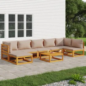 Garden furniture set, 8 pieces, solid wood and gray taupe cushions by vidaXL, Garden sets - Ref: Foro24-3155275, Price: 920,7...