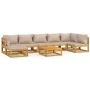 Gartenmöbel-Set 8-teilig aus massivem Holz und taupegrauen Kissen von vidaXL, Gartensets - Ref: Foro24-3155275, Preis: 917,83...