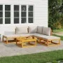 Gartenmöbel-Set 6-teilig aus Massivholz und hellgrauen Kissen von vidaXL, Gartensets - Ref: Foro24-3155276, Preis: 567,91 €, ...