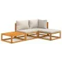 Gartenmöbel-Set 4 Stück aus massivem Holz und hellgrauen Kissen von vidaXL, Gartensets - Ref: Foro24-3155277, Preis: 394,59 €...