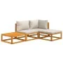 Gartenmöbel-Set 4 Stück aus massivem Holz und hellgrauen Kissen von vidaXL, Gartensets - Ref: Foro24-3155277, Preis: 394,59 €...