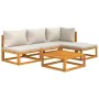 Set muebles de jardín 5 pzas madera maciza y cojines gris claro de vidaXL, Conjuntos de jardín - Ref: Foro24-3155278, Precio:...