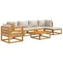 7-teiliges Gartenmöbel-Set aus massivem Holz und hellgrauen Kissen von vidaXL, Gartensets - Ref: Foro24-3155282, Preis: 801,3...