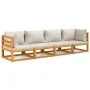 Gartenmöbel-Set 4-teilig aus Massivholz und hellgrauen Kissen von vidaXL, Gartensets - Ref: Foro24-3155284, Preis: 471,96 €, ...