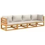Gartenmöbel-Set 4-teilig aus Massivholz und hellgrauen Kissen von vidaXL, Gartensets - Ref: Foro24-3155284, Preis: 471,96 €, ...