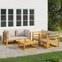 Gartenmöbel-Set 5-teilig aus Massivholz und hellgrauen Kissen von vidaXL, Gartensets - Ref: Foro24-3155285, Preis: 617,73 €, ...